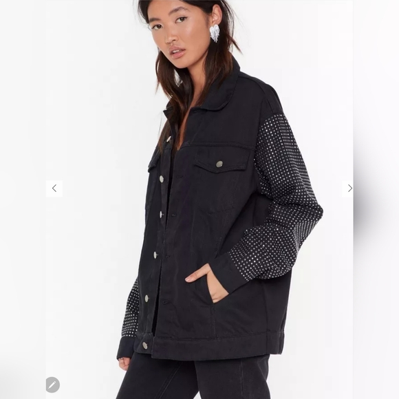NastyGal Collection-Diamante Denim Jacket Size ,8 - Picture 3 of 12